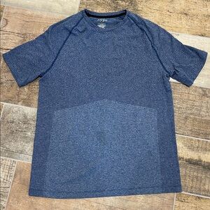Hype Blue Mens Seamless Workout Textured Tee T-Shirt Crew Neck Large L Stretch